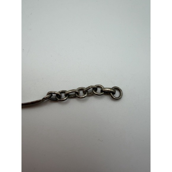 Vintage Sterling Silver Tiger's Eye Oval Cabochon Hinged Bangle Chain Bracelet - Picture 11 of 12